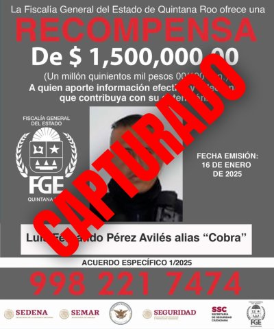 Captura FGE de Quintana Roo a Luis Fernando “N”, alias “Cobra”, en Othón P. Blanco; era buscado por desaparición de personas