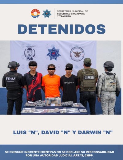 DETENIDOS POR DELITOS CONTRA LA SALUD Y PORTACIÓN DE ARMA DE FUEGO